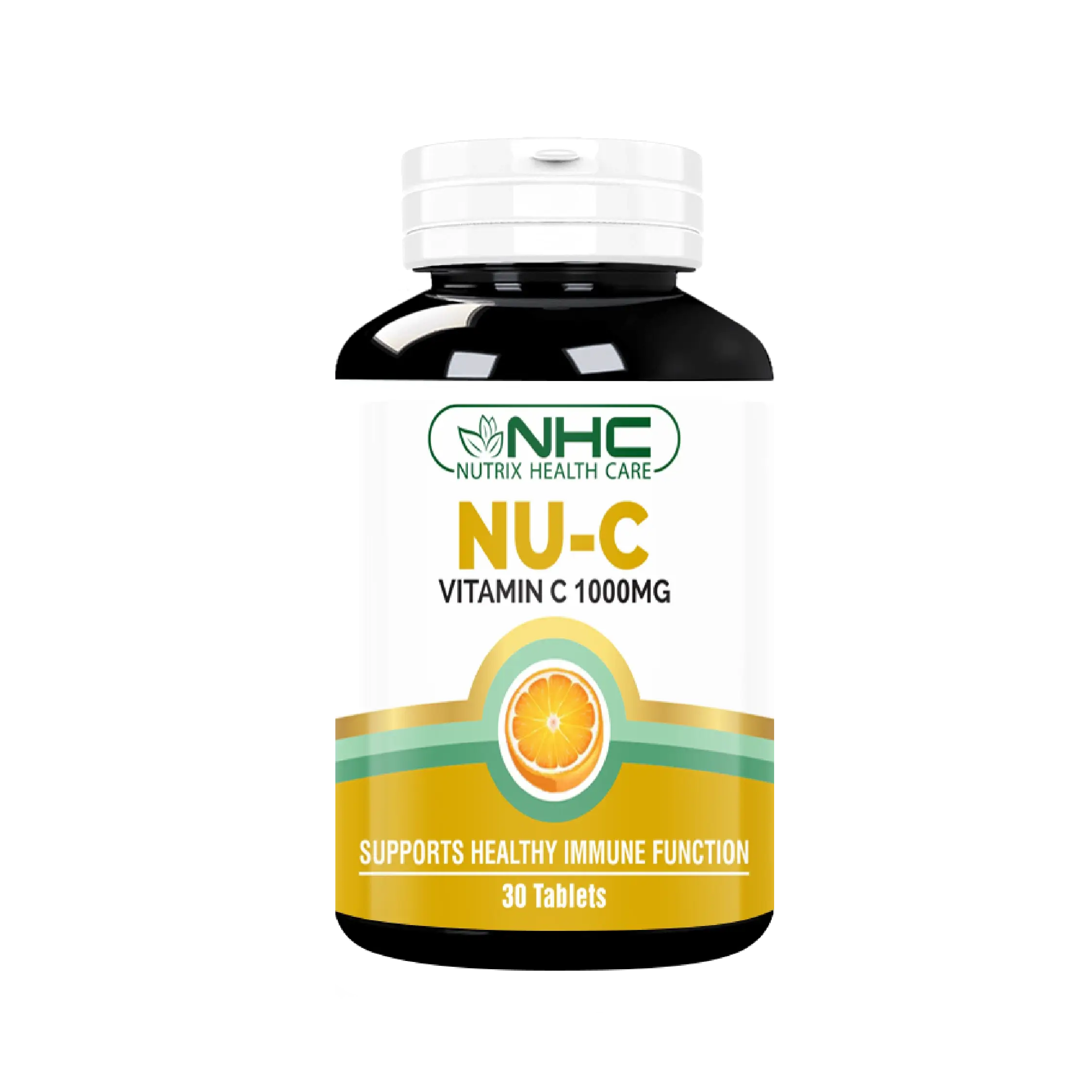 NU-C Vitamin C 1000mg supplement bottle with 30 tablets by Nutrix Health Care.